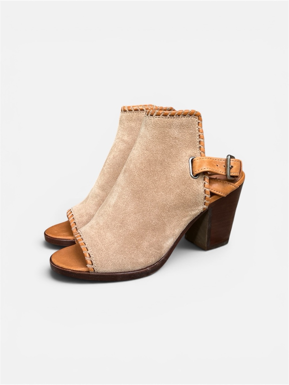 Frye Dani Shield Whipstitch Mule in Beige Suede Women's Size 7 1/2 - Picture 2 of 10